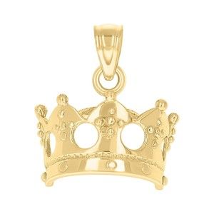 10kt 10k Yellow Gold Unisex Crown Charm Pendant
